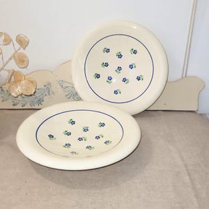 2 BADONVILLER blue flower soup plates, CLAUDIUS model. 50s soup plates