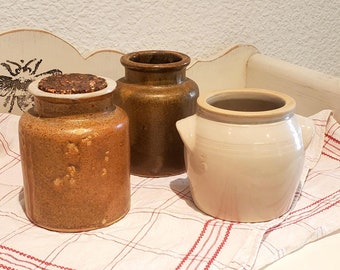 Vintage-Töpfe aus französischem Steingut – Senf- oder Fetttopf, 3 Modelle zur Auswahl