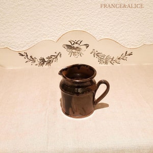 French vintage small pitcher glazed stoneware