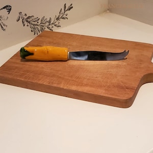 French vintage cheese knife with ceramic slip/ slurry handle
