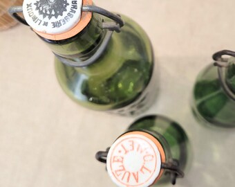 ヴィンテージの緑色のガラス製ビール瓶3本セット — Limoux Alet