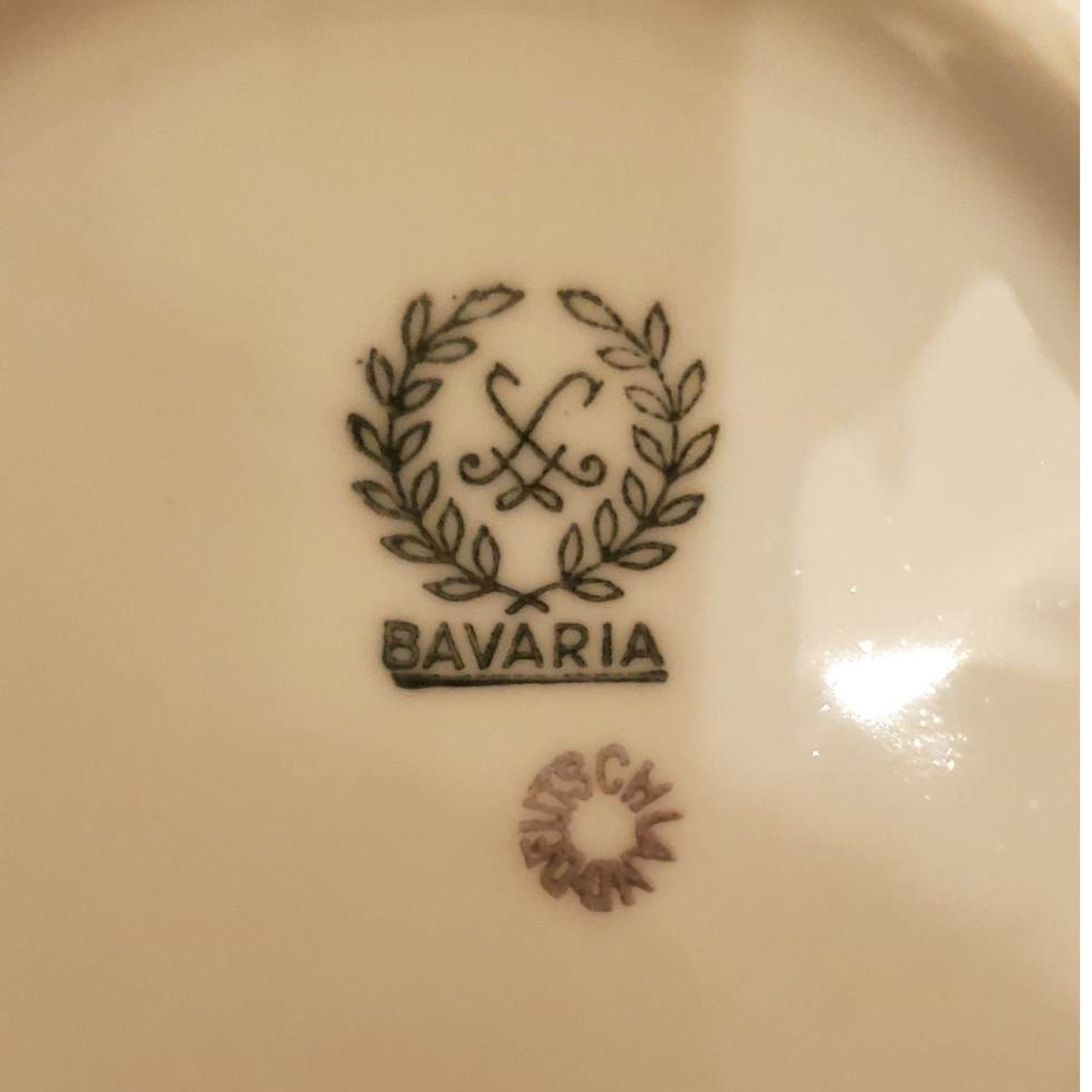 Bavaria Porzellan-Dessertservice – Platte und 6 Schalen, Blumen und Vergoldung intakt