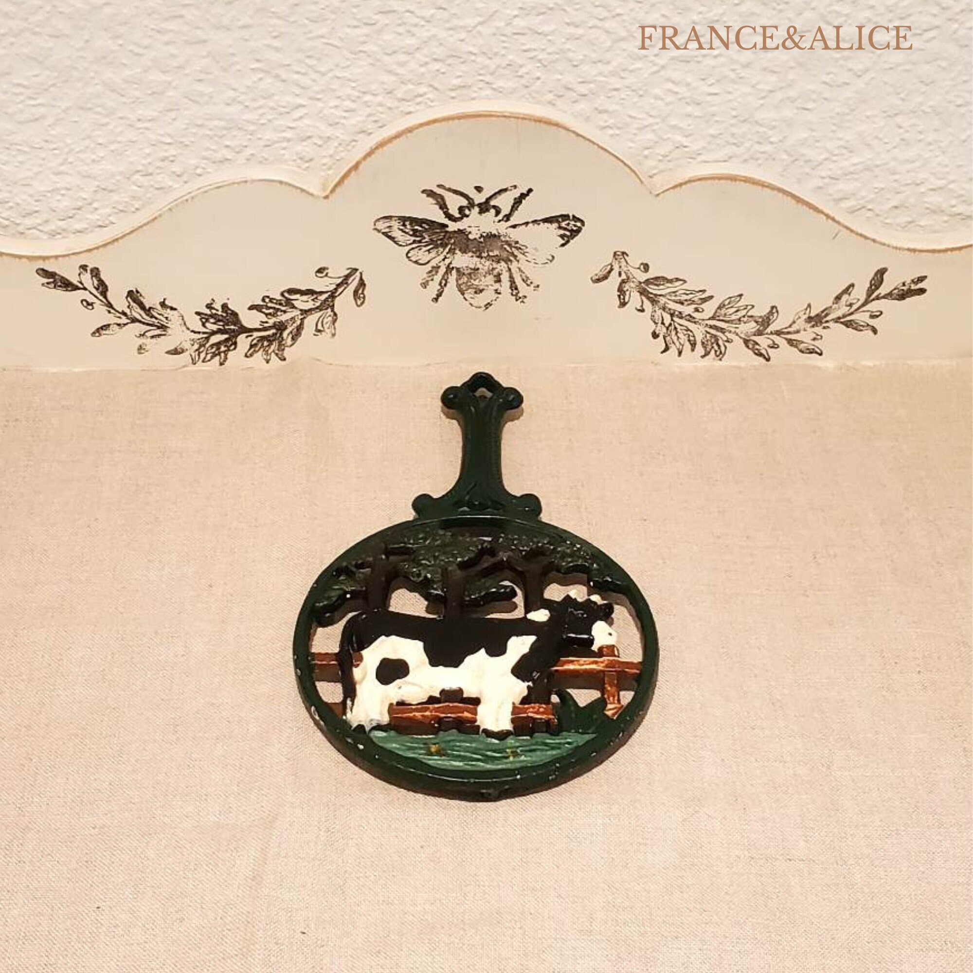 dessous de plat en fonte français vintage "vache normande"""