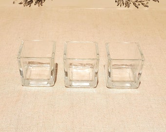 3 vintage glass candle holders for tealights