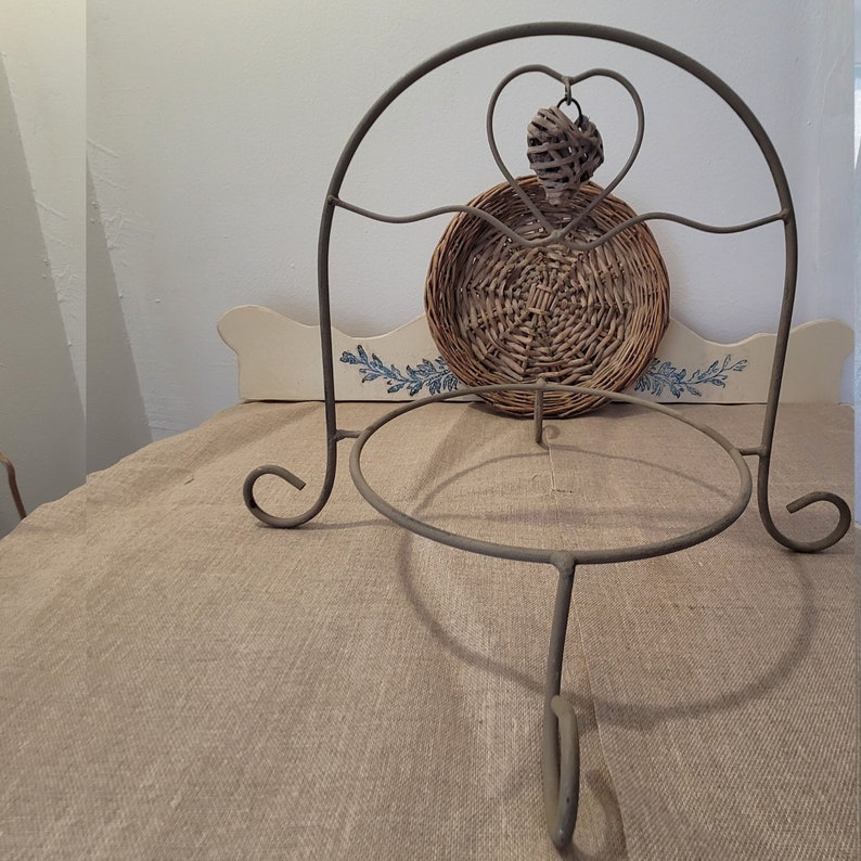 Wrought Iron and Wicker Display. Fruit Dish. Chic Country Style Shelf ...