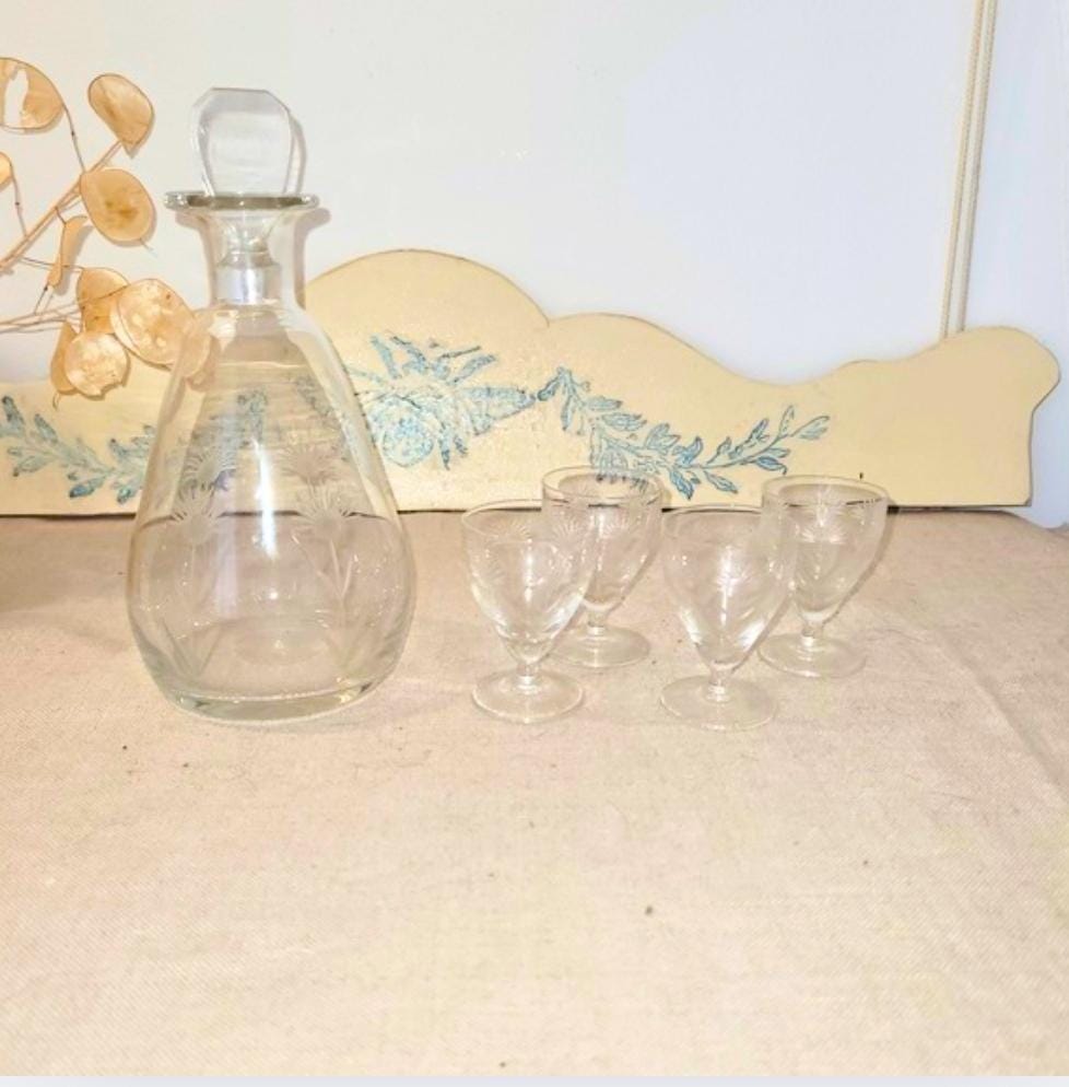 Carafe avec 6 verres vintage - France