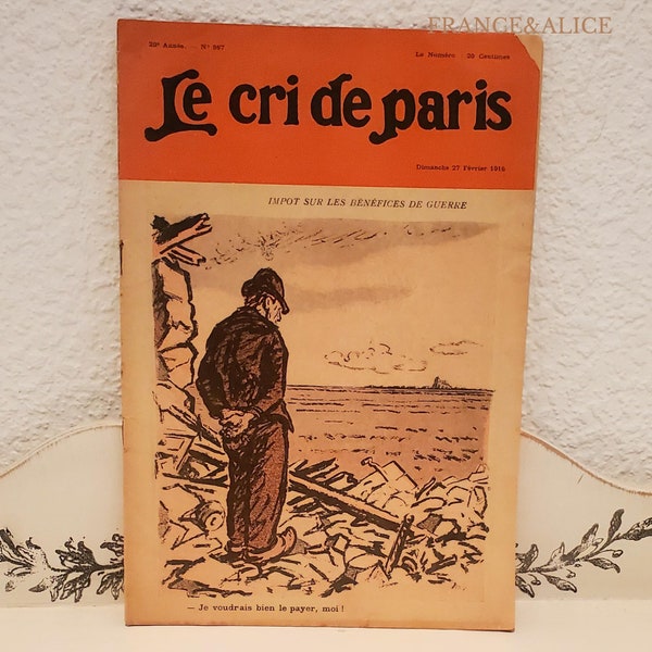 Journal Français vintage de 1916 : Le cri de Paris