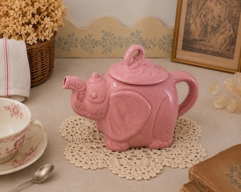 Pink ceramic Elephant teapot. Elephant shaped teapot