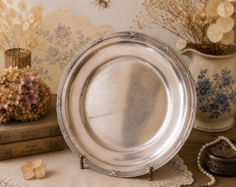 Vintage silver plated tray, crossed ribbon border, Class Silver Plated, French table service