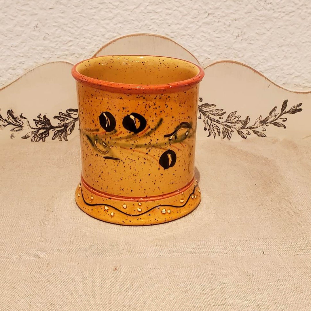 Vintage Utensil Jar. Provencal Ceramic Pot Painted by Hand. Etsy