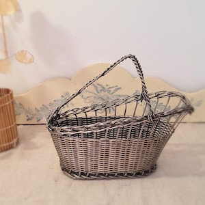 Vintage French Wine Bottle Holder in Hand-Woven Silver Metal - Party Table Charm, Practical, Champagne Bottle,