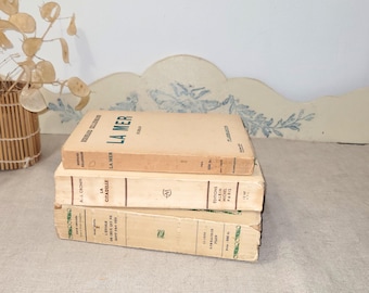 Könnte beinhalten: Ein Stapel von drei Vintage-Taschenbüchern mit französischen Titeln. Das oberste Buch trägt den Titel "La Mer" von Bernard Clavel. Das mittlere Buch trägt den Titel "La Citadelle" von A.J. Cronin. Das unterste Buch trägt den Titel "Le Filet de Cet's Qui Ne Sont Pas Des Poissons" von Jean-Paul Sartre.