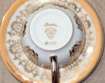 3 Tasses Et 6 Soucoupes En Porcelaine FD Chauvigny Motif Oiseau Et Fleurs Anciennes