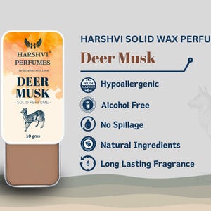 Handmade Deer Musk Solid Perfume: Alcohol-Free Animalic Fragrance