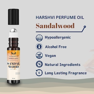 Aceite de perfume de sándalo del sur de la India / Attar / CPO: fragancia de lujo unisex / Natural y duradera / Aroma amaderado, especiado, fresco, verde y a heno