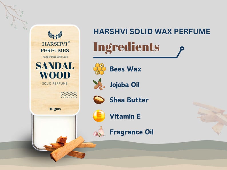 Handmade Sandalwood Solid Perfume: Woody Calming Fragrance image 4