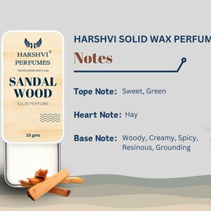 Handmade Sandalwood Solid Perfume: Woody Calming Fragrance image 3