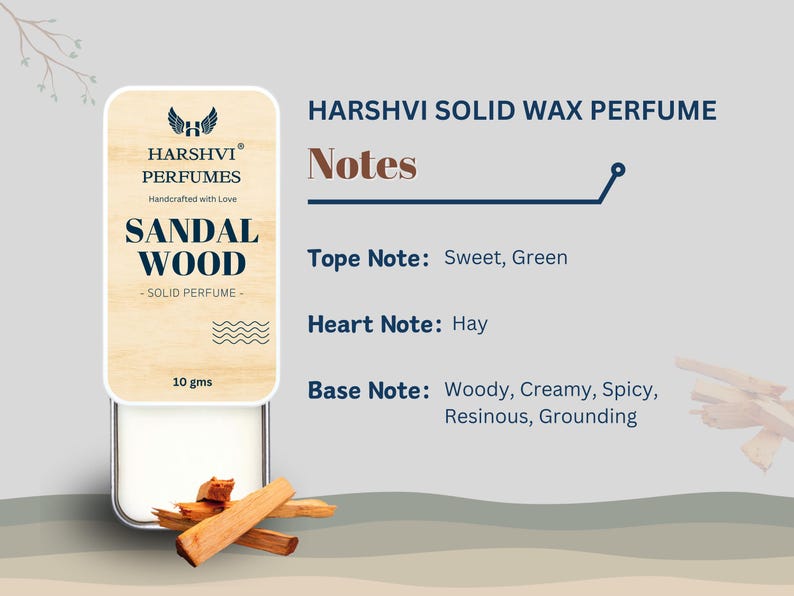 Handmade Sandalwood Solid Perfume: Woody Calming Fragrance image 3