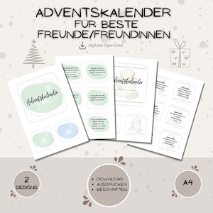 Calendario de Adviento para mejores amigas y novias / calendario de vales / vales y refranes / regalo / digital / descargar