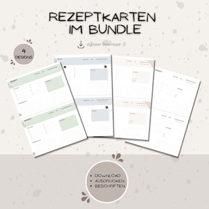 Recipe card / recipe book / blank recipe / recipe template in 4 different designs / A5 format / digital download to print out yourself