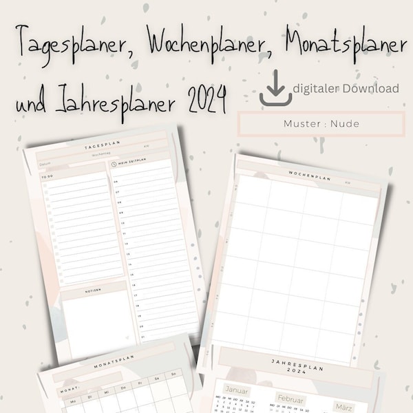 Daily Planner / Weekly Planner / Monthly Planner / Appointment Planner / Year Planner 2024 / Templates / Instant Download and Print / A4
