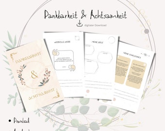 Gratitude and Mindfulness | Gratitude Journal | diary | mental health | self care journal | gift | download | print