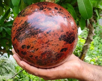 Large 150MM Natural Mahogany Obsidian Metaphysical Energy Healing Aura Spirit Stone Hand Made Sphere Ball