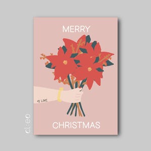 Cartão postal "Feliz Natal" (DIN A6), papel reciclado, buquê de flores poinsétia amor amizade cartão de felicitações de Natal