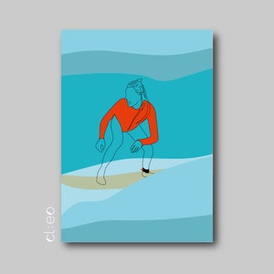 Cartolina "L'onda" (DIN A6), surfista che fa surf con la sua tavola su un'onda nel mare;  Biglietto di auguri, biglietto d'invito, ...