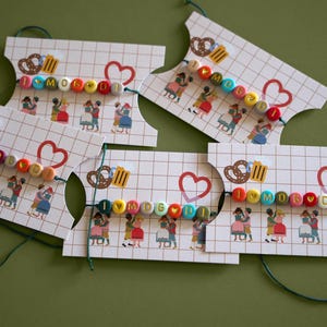 Pulsera colorida "I mog di" con cierre de macramé, Oktoberfest, Wiesn, Múnich, traje tradicional, dirndl, joyas, tienda de campaña, cuentas con letras