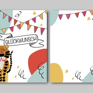 Postal "Parabéns" (DIN A6), cartão infantil, aniversário, cartão de felicitações, cartão convite, matrícula escolar, 1º dia de aula