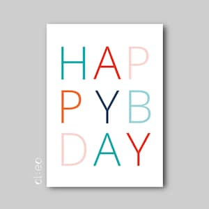 Postkarte "Happy Bday" (DIN A6) zum Geburtstag aus Naturpapier
