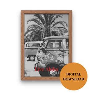 Volkswagen Bus | Live Aloha | Wall Art | Home Decor | Digital Print | Digital Poster