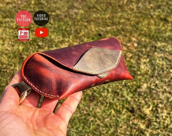 Plantilla PDF de funda de cuero para gafas de sol / Patrón de cuero DIY / Patrón de cuero / Videotutorial