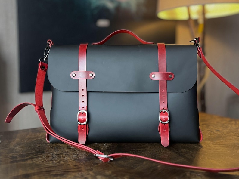 No Stitch Briefcase Pattern / 15,3x10" Leather Travel Laptop Bag PDF / No Sew Messenger PDF Pattern / Crossbody Bag Template