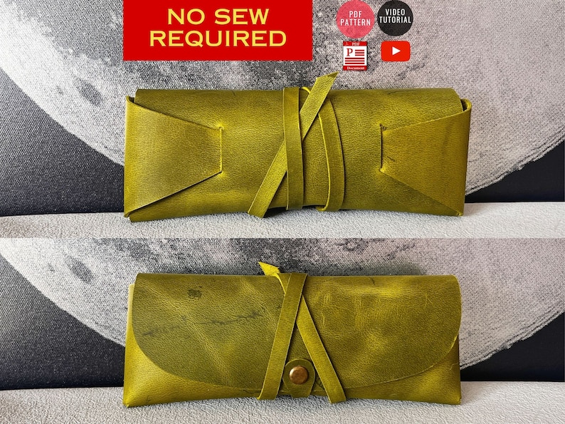 NO Sew Glasses & Pencil Case / Stitchless Sunglasses Cover  PDF Template / Leather Pattern DIY / Leather Pattern / Video Tutorial