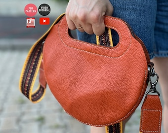 Downloadable Circle  Bag Pattern  / Leather Hand Bag PDF /Crossbody Bag Template / Video Tutorial