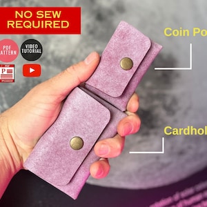Patrón de tarjetero y monedero sin costuras / Patrón de billetera de cuero / Plantilla de billetera sin costuras / Estuche para monedas sin coser