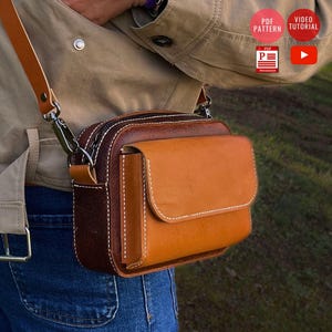 PDF Nähanleitung Crossbody Bag mit Fronttasche / Template Schultertasche / Reisetasche PDF DIY / Video Tutorial