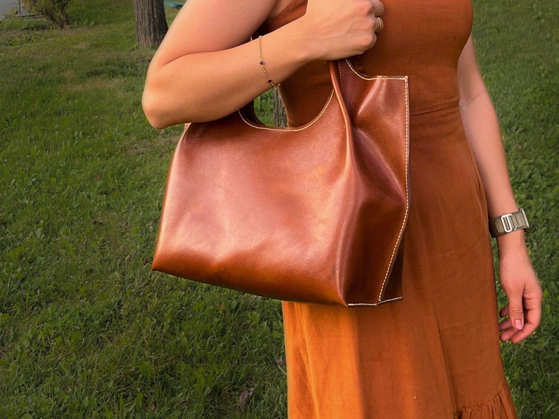 Leather Shopper Bag Pattern / Leather Tote Bag PDF Pattern /Downloadable Shopping Bag Template / Sewing Bag PDF / Video Tutorial