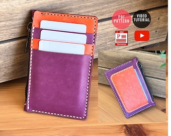 Zipper Leather Wallet  Pattern / PDF Template / Leather DIY / Wallet Template / PDF Download / Video Tutorial