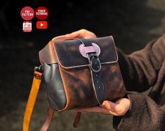 PDF Pattern Shoulder Bag Pattern / Leather Crossbody Bag PDF Template / Downloadable Purse / Handbag PDF Pattern/ Video Tutorial