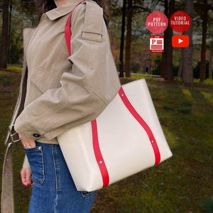 Downloadable Leather Shoulder Bag with Inner Pockets / Leather Tote Bag PDF Pattern / Handbag Template / Shopping Bag PDF Pattern