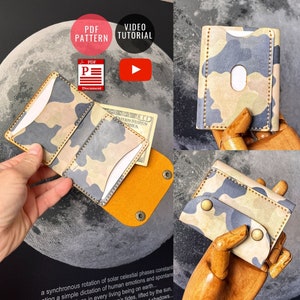 Carteira Snap para download / Modelo de PDF dobrado / DIY de couro / Padrão de carteira / Download de PDF / Tutorial em vídeo