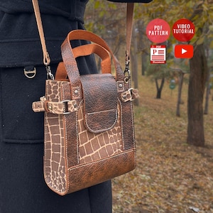 PDF Pattern Crossbody Bag / Lederhandtasche PDF /Herunterladbare Schultertasche /Geldbeutel Tasche Schnittmuster / Video Anleitung