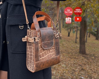 PDF Pattern Crossbody Bag / Leather Handbag PDF /Downloadable Shoulder Bag /Purse Bag Pattern/ Video Tutorial