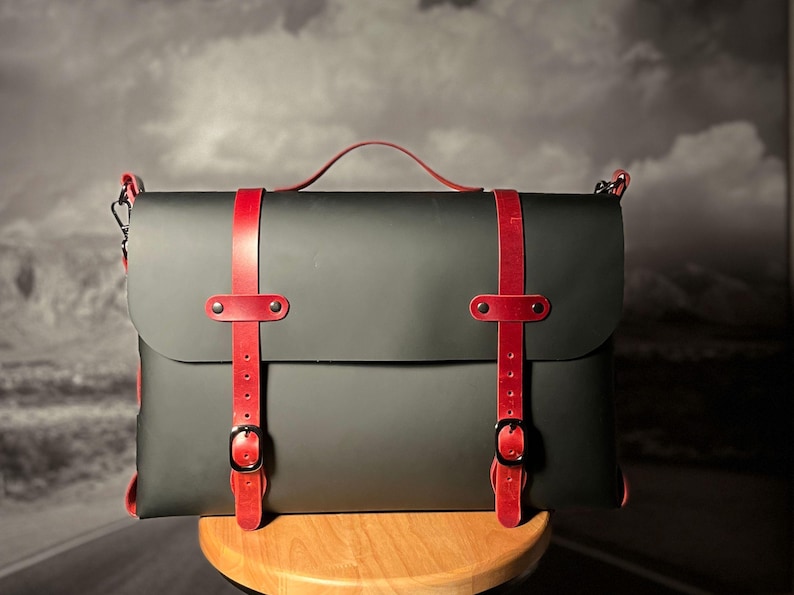 No Stitch Briefcase Pattern / 15,3x10" Leather Travel Laptop Bag PDF / No Sew Messenger PDF Pattern / Crossbody Bag Template
