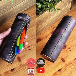 Pencil Case with Zipper PDF Pattern /Downloadable  Pen Case Template  /  Leather Case template