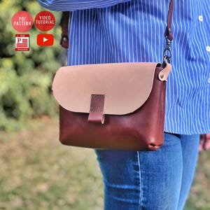PDF Schnittmuster Crossbody Bag Schnittmuster / Ledertasche PDF / Schultertasche PDF Vorlage / Video Tutorial