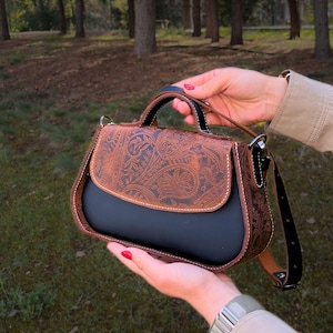 Handbag PDF Pattern / Downloadable Shoulder Bag Pattern / Leather Crossbody PDF Template / Video Tutorial
